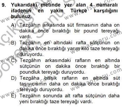 Çeviri (İng/Türk) Dersi 2012 - 2013 Yılı (Final) Dönem Sonu Sınavı 9. Soru