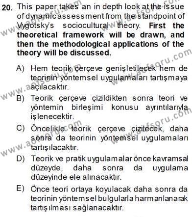 Çeviri (İng/Türk) Dersi 2013 - 2014 Yılı (Vize) Ara Sınavı 20. Soru