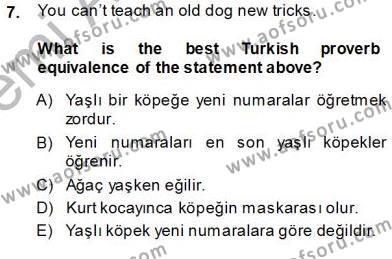 Çeviri (İng/Türk) Dersi 2013 - 2014 Yılı (Vize) Ara Sınavı 7. Soru