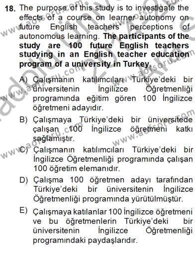Çeviri (İng/Türk) Dersi 2014 - 2015 Yılı (Vize) Ara Sınavı 18. Soru