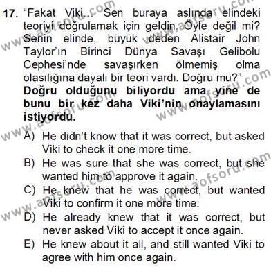 Çeviri (Türk/İng) Dersi 2012 - 2013 Yılı (Final) Dönem Sonu Sınavı 17. Soru