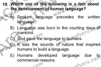 Dilbilim 1 Dersi 2012 - 2013 Yılı (Vize) Ara Sınavı 19. Soru