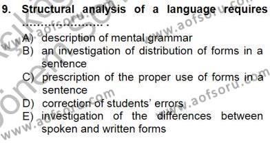 Dilbilim 1 Dersi 2012 - 2013 Yılı (Final) Dönem Sonu Sınavı 9. Soru