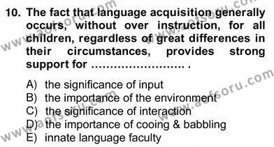 Dilbilim 2 Dersi 2012 - 2013 Yılı (Vize) Ara Sınavı 10. Soru
