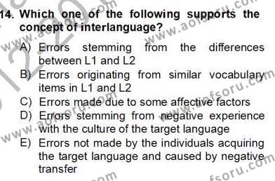 Dilbilim 2 Dersi 2012 - 2013 Yılı (Final) Dönem Sonu Sınavı 14. Soru