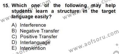 Dilbilim 2 Dersi 2012 - 2013 Yılı (Final) Dönem Sonu Sınavı 15. Soru