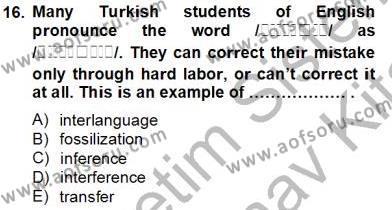 Dilbilim 2 Dersi 2012 - 2013 Yılı (Final) Dönem Sonu Sınavı 16. Soru