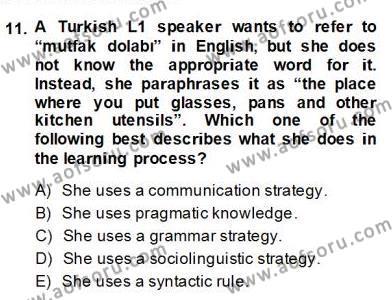Dilbilim 2 Dersi 2013 - 2014 Yılı (Final) Dönem Sonu Sınavı 11. Soru