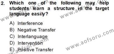 Dilbilim 2 Dersi 2013 - 2014 Yılı Tek Ders Sınavı 2. Soru