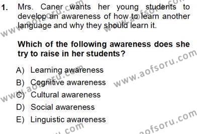 Çocuklara Yabancı Dil Öğretimi 1 Dersi 2012 - 2013 Yılı (Vize) Ara Sınavı 1. Soru
