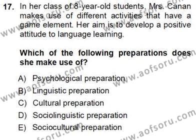 Çocuklara Yabancı Dil Öğretimi 1 Dersi 2012 - 2013 Yılı (Vize) Ara Sınavı 17. Soru