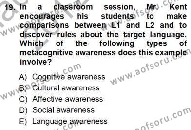 Çocuklara Yabancı Dil Öğretimi 1 Dersi 2012 - 2013 Yılı (Vize) Ara Sınavı 19. Soru