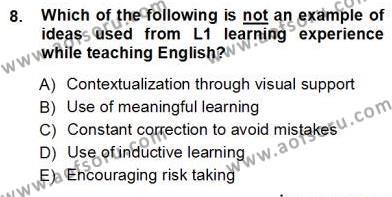 Çocuklara Yabancı Dil Öğretimi 1 Dersi 2012 - 2013 Yılı (Vize) Ara Sınavı 8. Soru