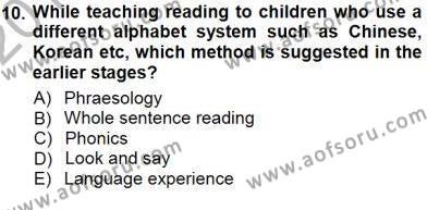 Çocuklara Yabancı Dil Öğretimi 1 Dersi 2012 - 2013 Yılı (Final) Dönem Sonu Sınavı 10. Soru