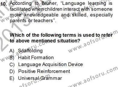 Çocuklara Yabancı Dil Öğretimi 1 Dersi 2013 - 2014 Yılı (Vize) Ara Sınavı 10. Soru