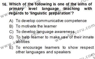 Çocuklara Yabancı Dil Öğretimi 1 Dersi 2013 - 2014 Yılı (Vize) Ara Sınavı 16. Soru