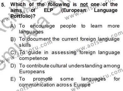 Çocuklara Yabancı Dil Öğretimi 1 Dersi 2013 - 2014 Yılı (Vize) Ara Sınavı 5. Soru