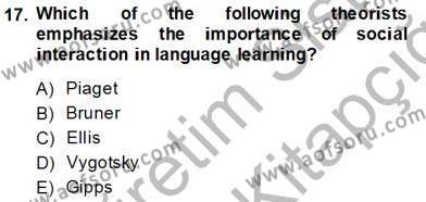 Çocuklara Yabancı Dil Öğretimi 1 Dersi 2013 - 2014 Yılı Tek Ders Sınavı 17. Soru