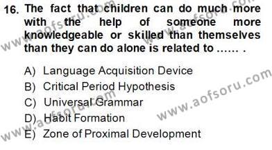 Çocuklara Yabancı Dil Öğretimi 1 Dersi 2014 - 2015 Yılı (Final) Dönem Sonu Sınavı 16. Soru