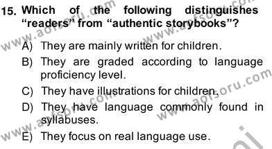 Çocuklara Yabancı Dil Öğretimi 2 Dersi 2013 - 2014 Yılı (Vize) Ara Sınavı 15. Soru
