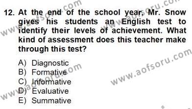 Çocuklara Yabancı Dil Öğretimi 2 Dersi 2013 - 2014 Yılı (Final) Dönem Sonu Sınavı 12. Soru