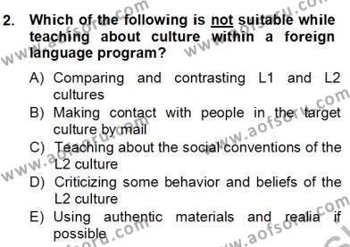 Çocuklara Yabancı Dil Öğretimi 2 Dersi 2013 - 2014 Yılı (Final) Dönem Sonu Sınavı 2. Soru