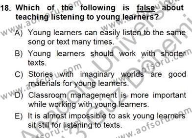 Okuma Ve Dinleme Öğretimi Dersi 2012 - 2013 Yılı (Final) Dönem Sonu Sınavı 18. Soru