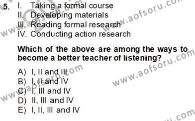Okuma Ve Dinleme Öğretimi Dersi 2013 - 2014 Yılı Tek Ders Sınavı 5. Soru