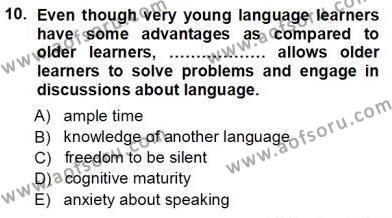 Dil Edinimi Dersi 2012 - 2013 Yılı (Vize) Ara Sınavı 10. Soru