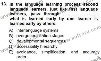 Dil Edinimi Dersi 2012 - 2013 Yılı (Vize) Ara Sınavı 13. Soru