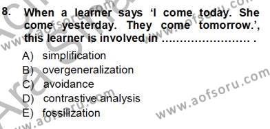 Dil Edinimi Dersi 2012 - 2013 Yılı (Vize) Ara Sınavı 8. Soru
