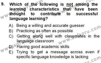 Dil Edinimi Dersi 2012 - 2013 Yılı (Vize) Ara Sınavı 9. Soru