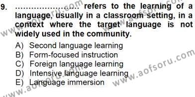 Dil Edinimi Dersi 2012 - 2013 Yılı (Final) Dönem Sonu Sınavı 9. Soru