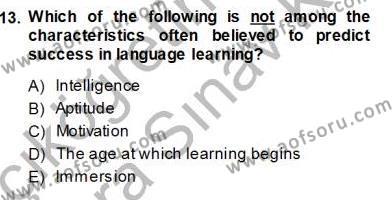 Dil Edinimi Dersi 2013 - 2014 Yılı (Vize) Ara Sınavı 13. Soru