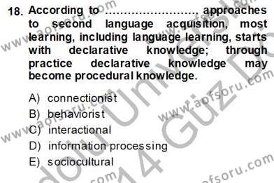 Dil Edinimi Dersi 2013 - 2014 Yılı (Vize) Ara Sınavı 18. Soru