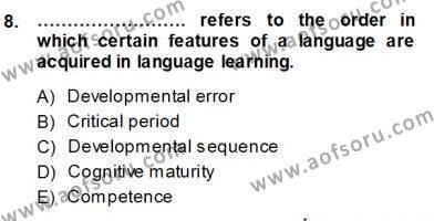 Dil Edinimi Dersi 2013 - 2014 Yılı (Vize) Ara Sınavı 8. Soru