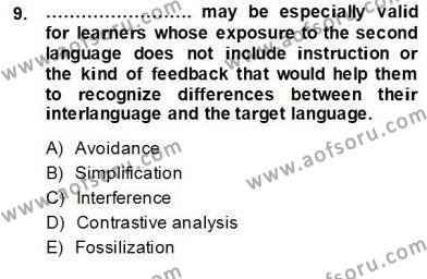 Dil Edinimi Dersi 2013 - 2014 Yılı (Vize) Ara Sınavı 9. Soru