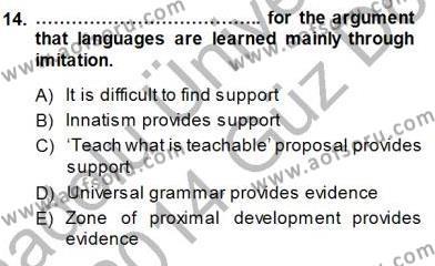 Dil Edinimi Dersi 2013 - 2014 Yılı (Final) Dönem Sonu Sınavı 14. Soru