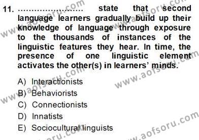 Dil Edinimi Dersi 2014 - 2015 Yılı (Vize) Ara Sınavı 11. Soru