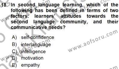 Dil Edinimi Dersi 2015 - 2016 Yılı (Vize) Ara Sınavı 18. Soru