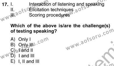 Yabancı Dil Öğretiminde Ölçme Ve Değerlendirme 2 Dersi 2012 - 2013 Yılı (Vize) Ara Sınavı 17. Soru