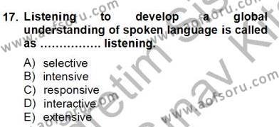Yabancı Dil Öğretiminde Ölçme Ve Değerlendirme 2 Dersi 2012 - 2013 Yılı (Final) Dönem Sonu Sınavı 17. Soru