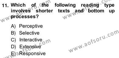 Yabancı Dil Öğretiminde Ölçme Ve Değerlendirme 2 Dersi 2013 - 2014 Yılı (Vize) Ara Sınavı 11. Soru