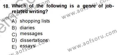 Yabancı Dil Öğretiminde Ölçme Ve Değerlendirme 2 Dersi 2013 - 2014 Yılı (Final) Dönem Sonu Sınavı 18. Soru