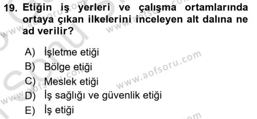 İş Sağlığı ve Güvenliğinin Temelleri Dersi 2022 - 2023 Yılı (Final) Dönem Sonu Sınavı 19. Soru