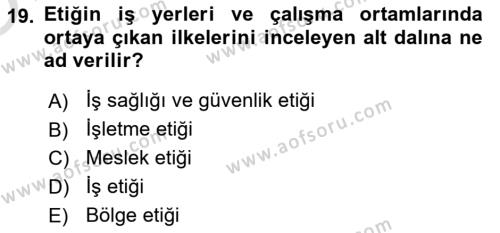 İş Sağlığı ve Güvenliğinin Temelleri Dersi 2022 - 2023 Yılı Yaz Okulu Sınavı 19. Soru