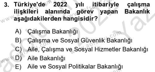 İş Sağlığı ve Güvenliğinin Temelleri Dersi 2022 - 2023 Yılı Yaz Okulu Sınavı 3. Soru