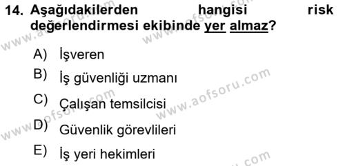 Yönetim Sistemleri ve Risk Yönetimi Dersi 2022 - 2023 Yılı (Final) Dönem Sonu Sınavı 14. Soru