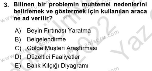 Yönetim Sistemleri ve Risk Yönetimi Dersi 2022 - 2023 Yılı Yaz Okulu Sınavı 3. Soru