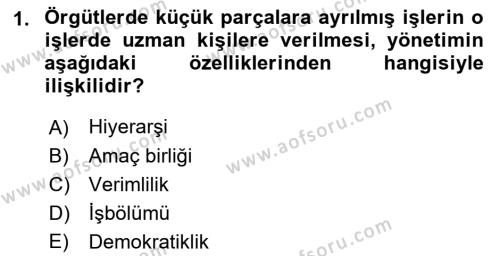 Yönetim Sistemleri ve Risk Yönetimi Dersi 2023 - 2024 Yılı (Vize) Ara Sınavı 1. Soru